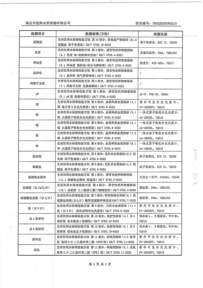 關(guān)于民權(quán)縣水務(wù)公司水質(zhì)檢測(cè)報(bào)告的公示