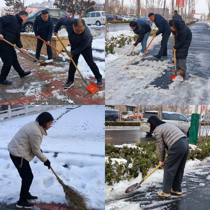 縣委老干部局黨員干部發(fā)揮先鋒模范作用，掃雪除冰護安全